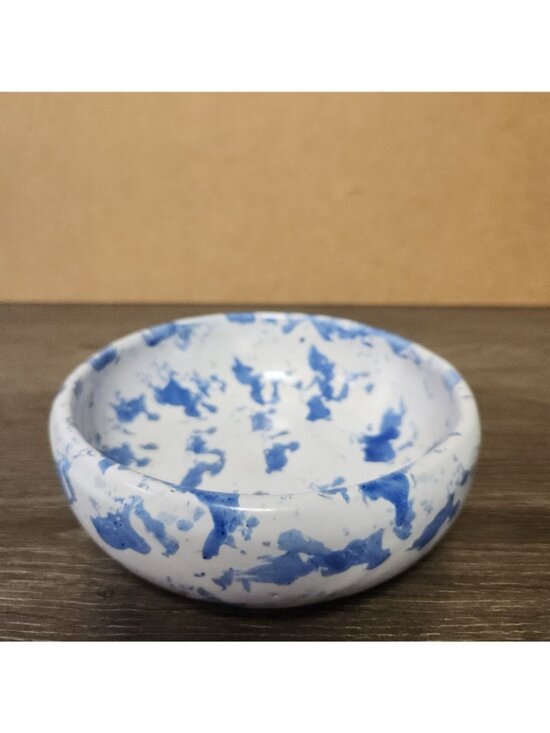 Vintage Bybee Pottery Kentucky Blue Spongeware 5" Bowl Signed KY Folk Art MCM - Picture 3 of 7